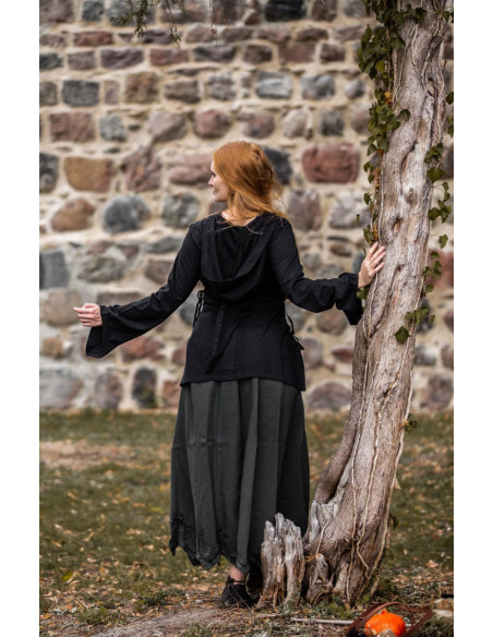 Chemisier médiéval Lea Noir avec capuche