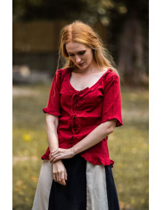 Chemisier femme médiévale Bea, couleur rouge 2