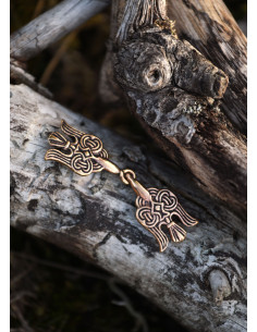 Broche cape viking Hugin et Munin, en bronze 2