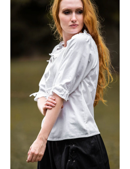 Chemisier médiéval pour femme, blanc
