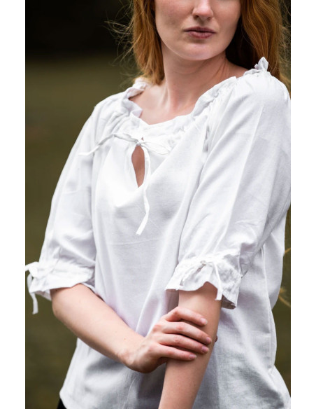 Chemisier médiéval pour femme, blanc