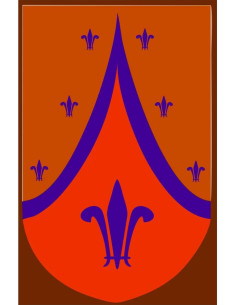 Bannière médiévale orange fleur de lys, différentes tailles