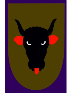 Bannière médiévale avec tête de bovidé noir