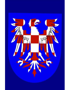 Bannière médiévale à l'aigle rouge et blanc