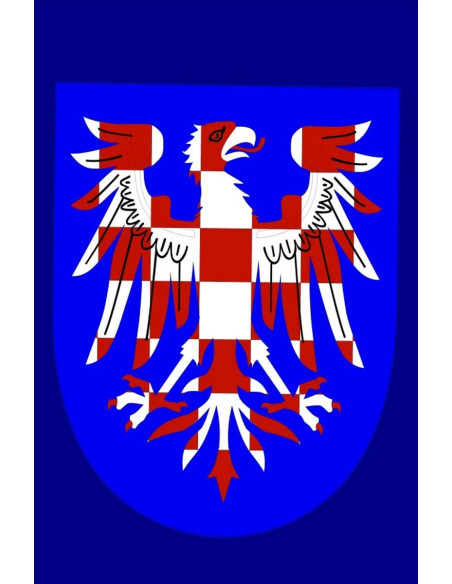 Bannière médiévale à l'aigle rouge et...