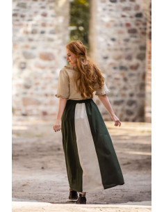 Jupe médiévale modèle Diana, naturel vert-blanc 2