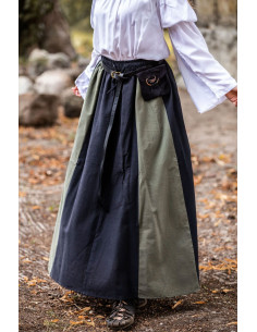 Jupe médiévale modèle Diana, noir-vert