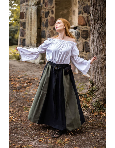Jupe médiévale modèle Diana, noir-vert