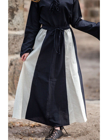 Jupe médiévale modèle Diana, noir-blanc