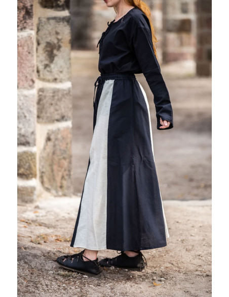 Jupe médiévale modèle Diana, noir-blanc