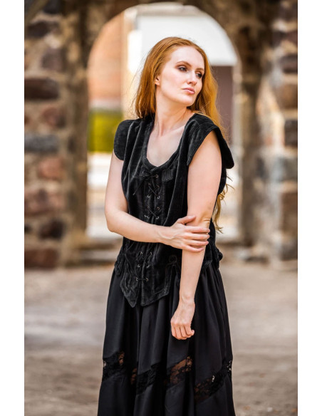 Gilet médiéval modèle Adrienne, noir