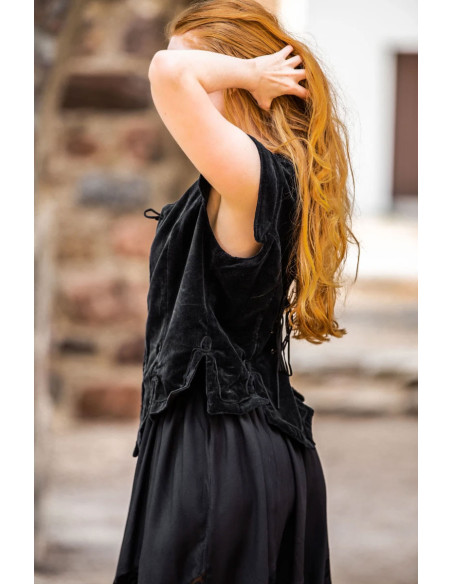 Gilet médiéval modèle Adrienne, noir