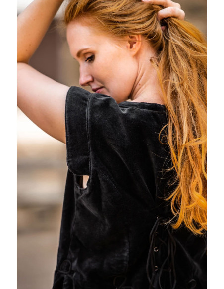 Gilet médiéval modèle Adrienne, noir