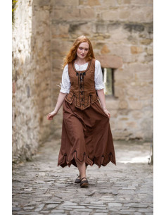 Gilet médiéval avec broderie Selma, couleur marron 2