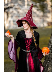 Chapeau de sorcière modèle étoile, couleur rouge