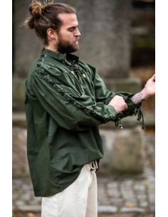 Chemise médiévale Adrian à lacets, vert