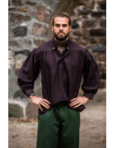 Chemise marron médiévale coupe large