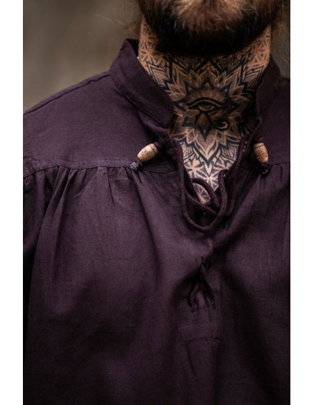 Chemise marron médiévale coupe large