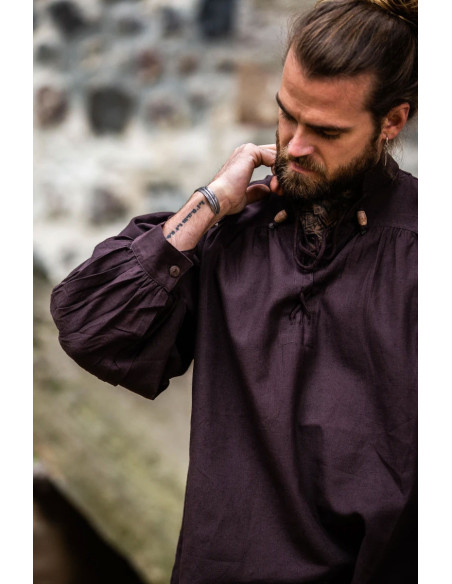 Chemise marron médiévale coupe large