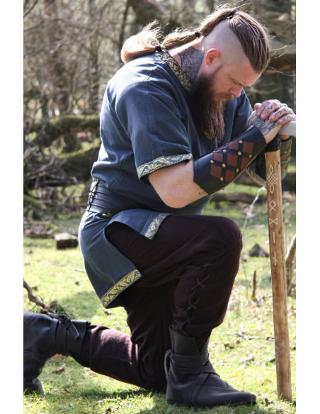 Tunique romaine bleue avec broderie