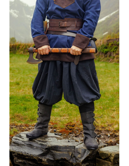 Pantalon viking normand en coton, noir