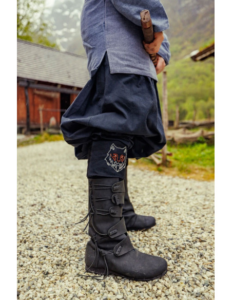 Pantalon viking normand en coton, noir