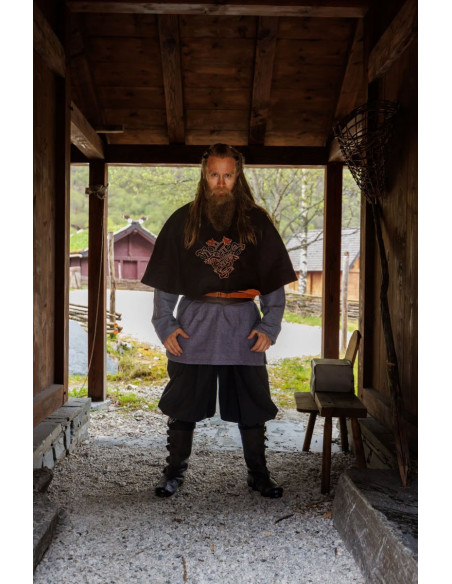 Pantalon viking normand en coton, noir