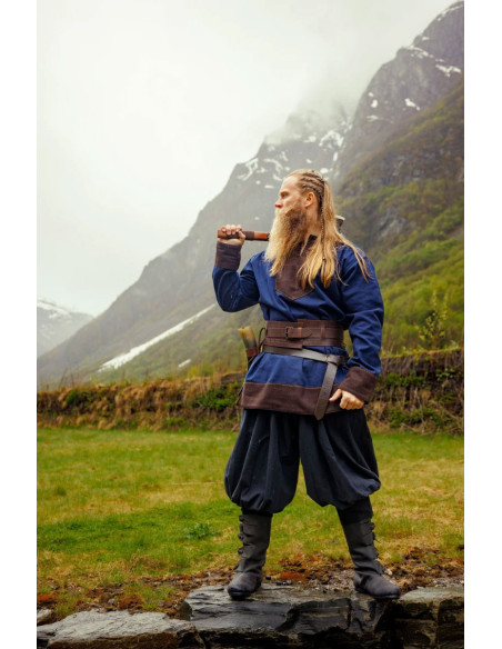 Pantalon viking normand en coton, noir