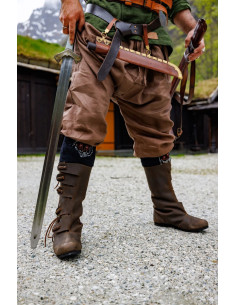 Pantalon viking en lin Wodan, marron