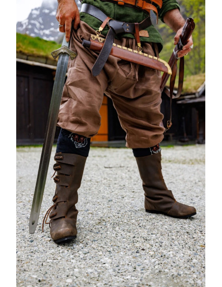 Pantalon viking en lin Wodan, marron