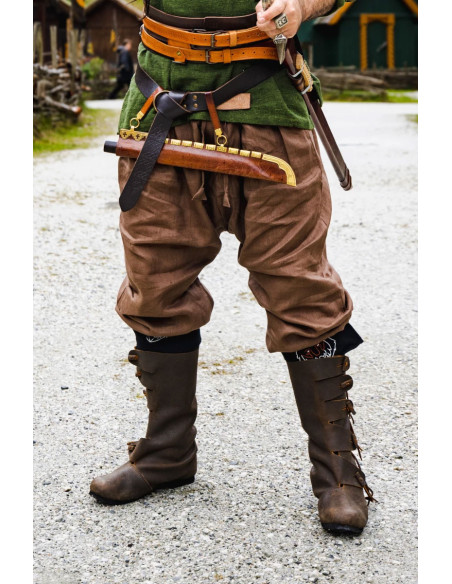 Pantalon viking en lin Wodan, marron