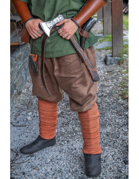 Pantalon viking en lin Wodan, marron