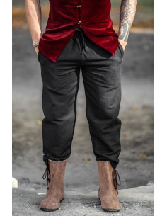 Pantalon médiéval Joren coupe droite, couleur noir