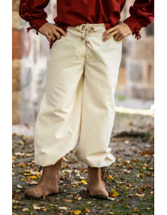 Pantalon médiéval Gerold, couleur blanc naturel