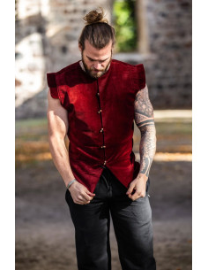 Gilet Renaissance doublé modèle Heinrich, coloris rouge