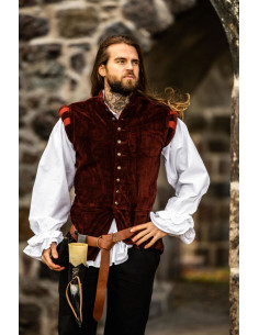 Gilet Renaissance modèle Pierre, couleur rouge