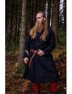 Tunique viking ouverte en laine modèle Balder, noir