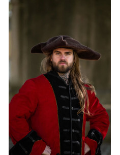 Chapeau tricorne pirate Hugo en laine, marron