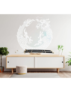 Support de bureau pour 2 katanas, bois naturel (38x26 cm.) 2