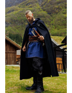 Manteau Alpha Viking avec broderie de loup, noir 2