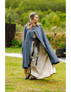 Cape médiévale courte pour dame modèle Marie, couleur grise