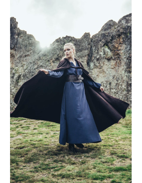 Cape médiévale en laine marron avec...