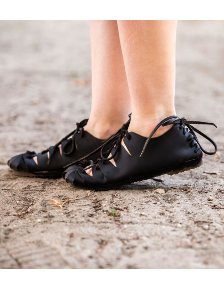 Sandales romaines basses en cuir nubuck