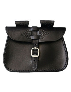 Sac en cuir noir au design celtique
