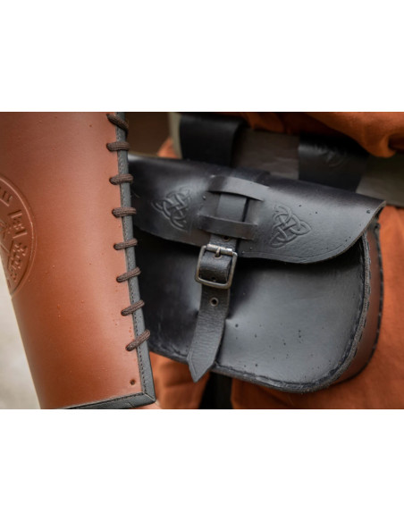 Sac en cuir noir au design celtique