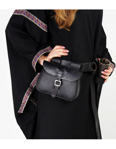 Sac en cuir noir au design celtique