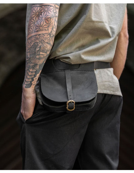 Sac médiéval en cuir noir modèle Udo