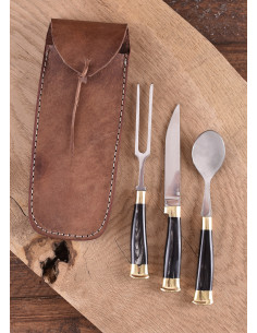 Ensemble de 3 couverts médiévaux avec couvercle, manche... 2