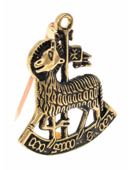 Broche bronze pèlerin Agnus Dei
