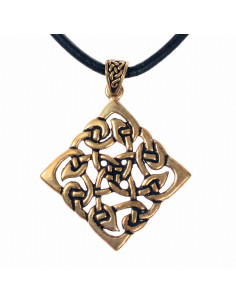 Pendentif losange celtique type Charm Karo, en bronze